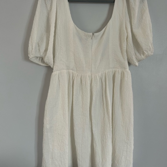 Lulu’s Little Bit in Love White Surplice Puff Sleeve Mini Dress - Picture 4 of 4